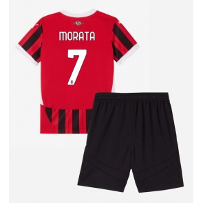 AC Milan Alvaro Morata #7 Hemmakläder Barn 2024-25 Kortärmad (+ Korta byxor)